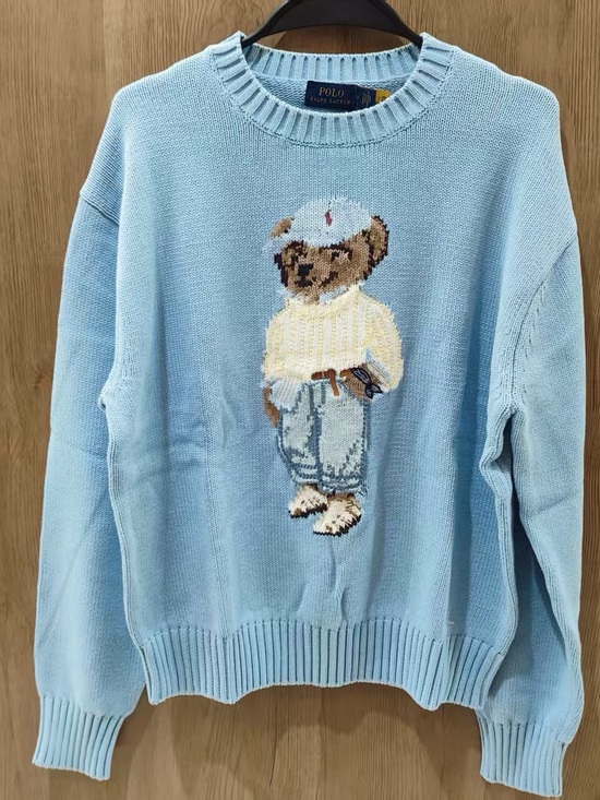 Polo Ralph Lauren Sweaters - Polo by Ralph Lauren Light Blue Bear Intarsia Crewneck Sweater